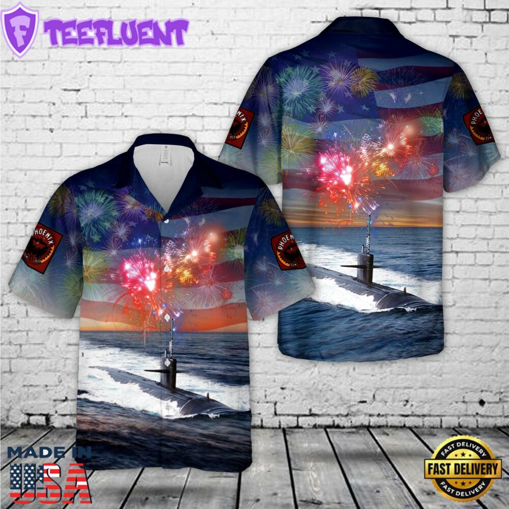 USS Phoenix (SSN-702) Attack Submarine, 4th Of July Hawaiian Shirt