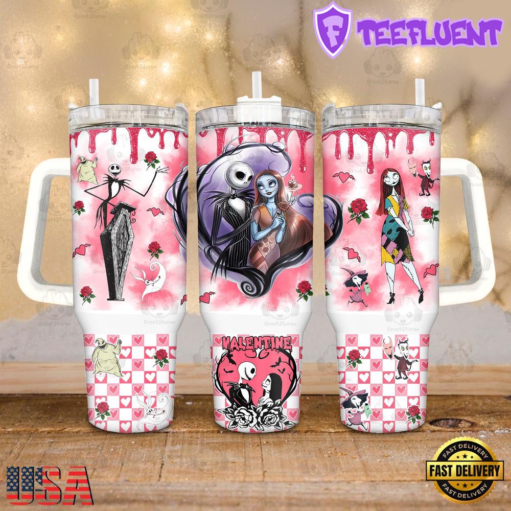 Valentine The Nightmare Before Christmas Disney Movies Stainless Steel Tumbler 40Oz With Handle