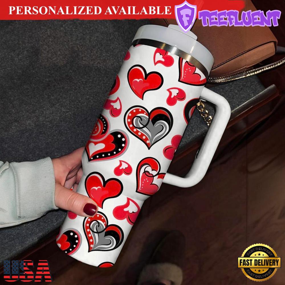 Valentines 40oz Tumbler Happy Valentines Day Tumbler 40oz Couple Love 40oz Tumbler - 40oz Tumbler with Handle