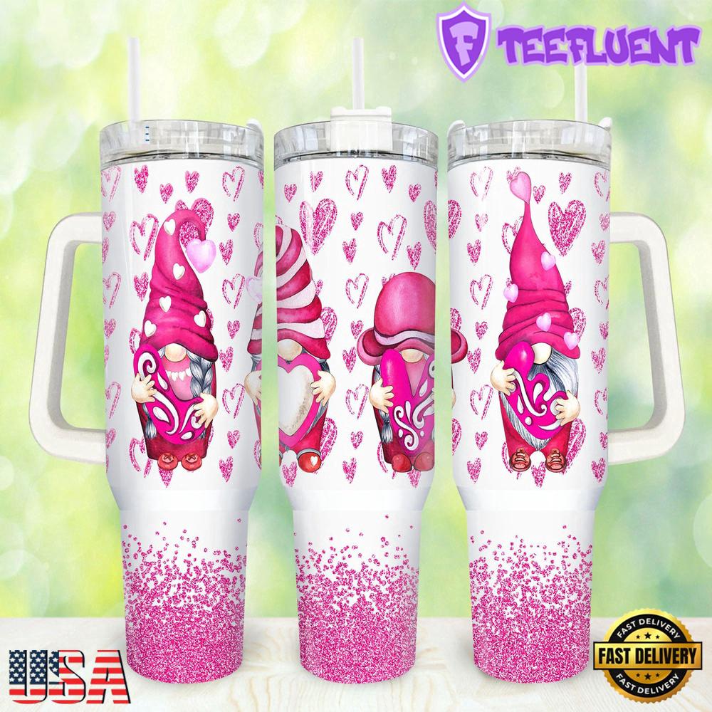 Valentines Gnome Cute Stainless Steel Tumbler 40Oz With Handle