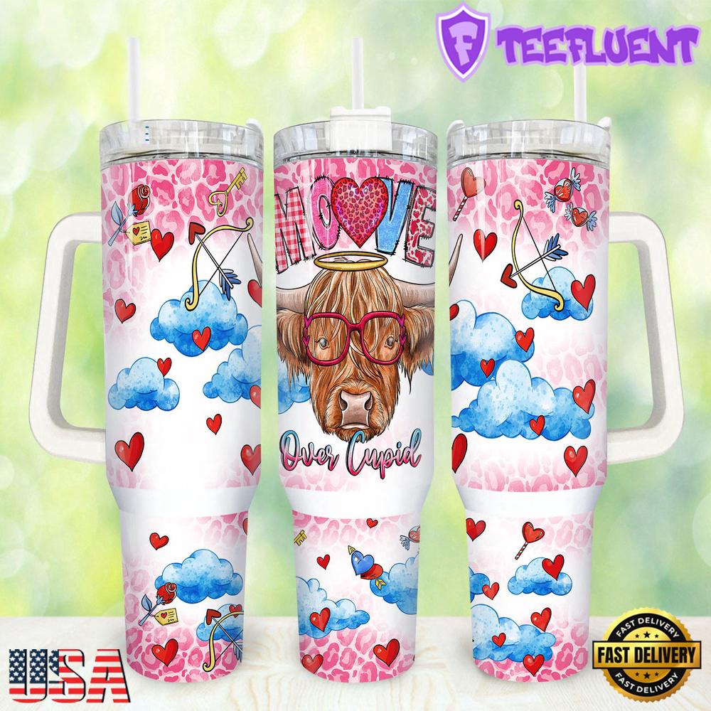 Valentines Highland Cow Stainless Steel Tumbler 40Oz With Handle
