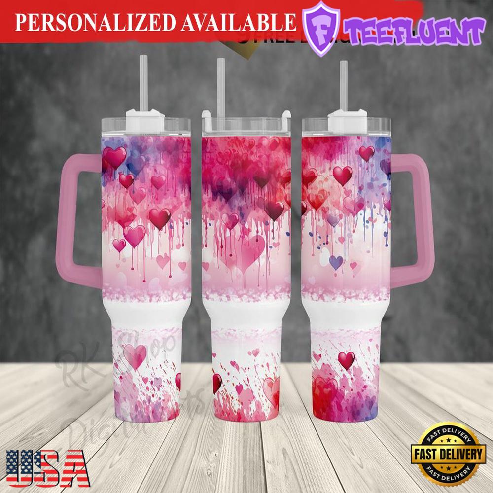 Valentine's pink-red heart balloons 40oz Tumbler - 40oz Tumbler with Handle