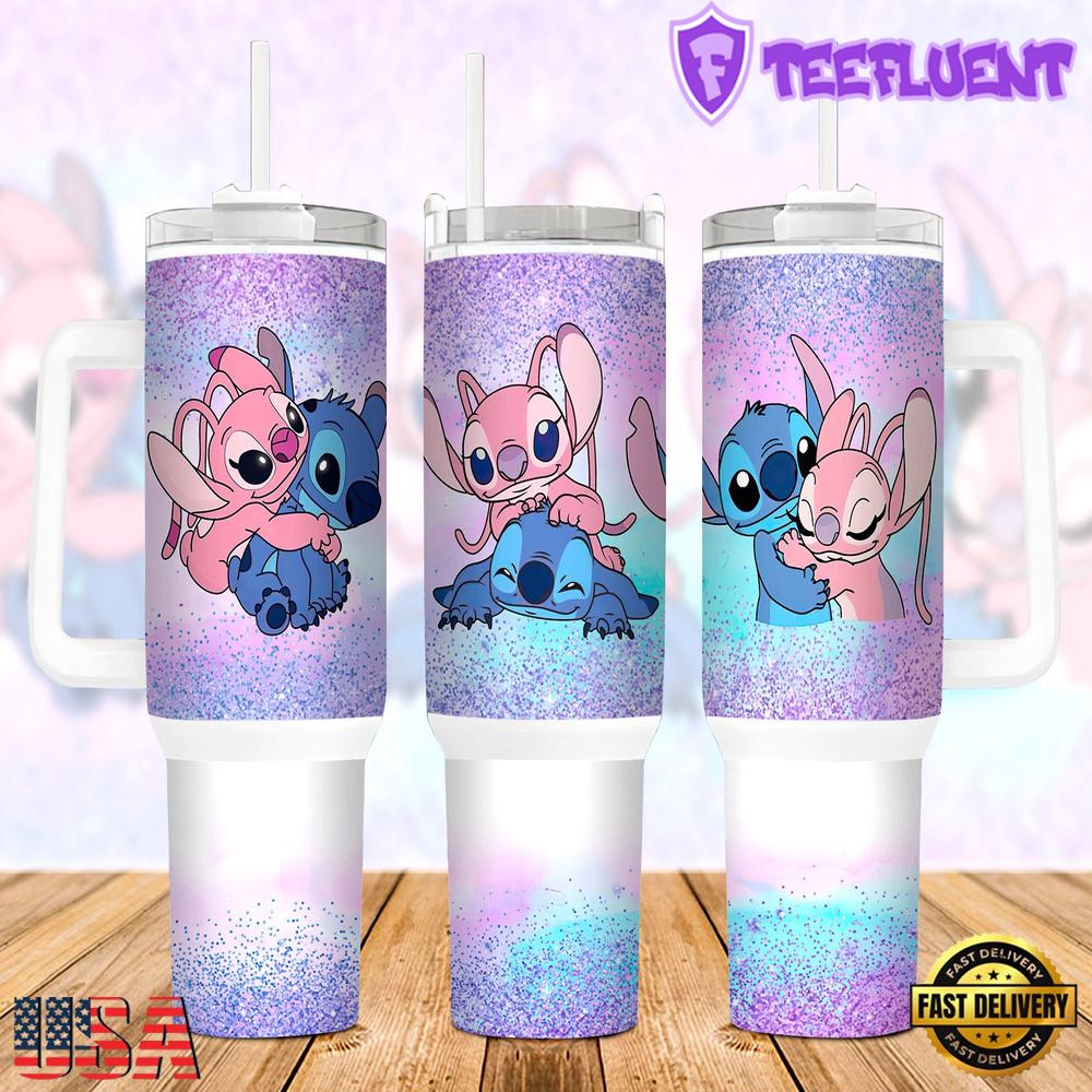 Valentines Stitch Disney Stainless Steel Tumbler 40Oz With Handle