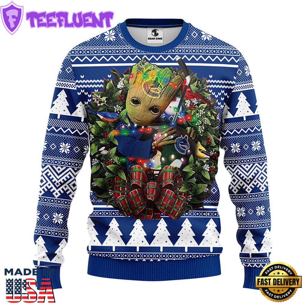 Vancouver Canucks Groot Hug Christmas Ugly Sweater Sport For Fan