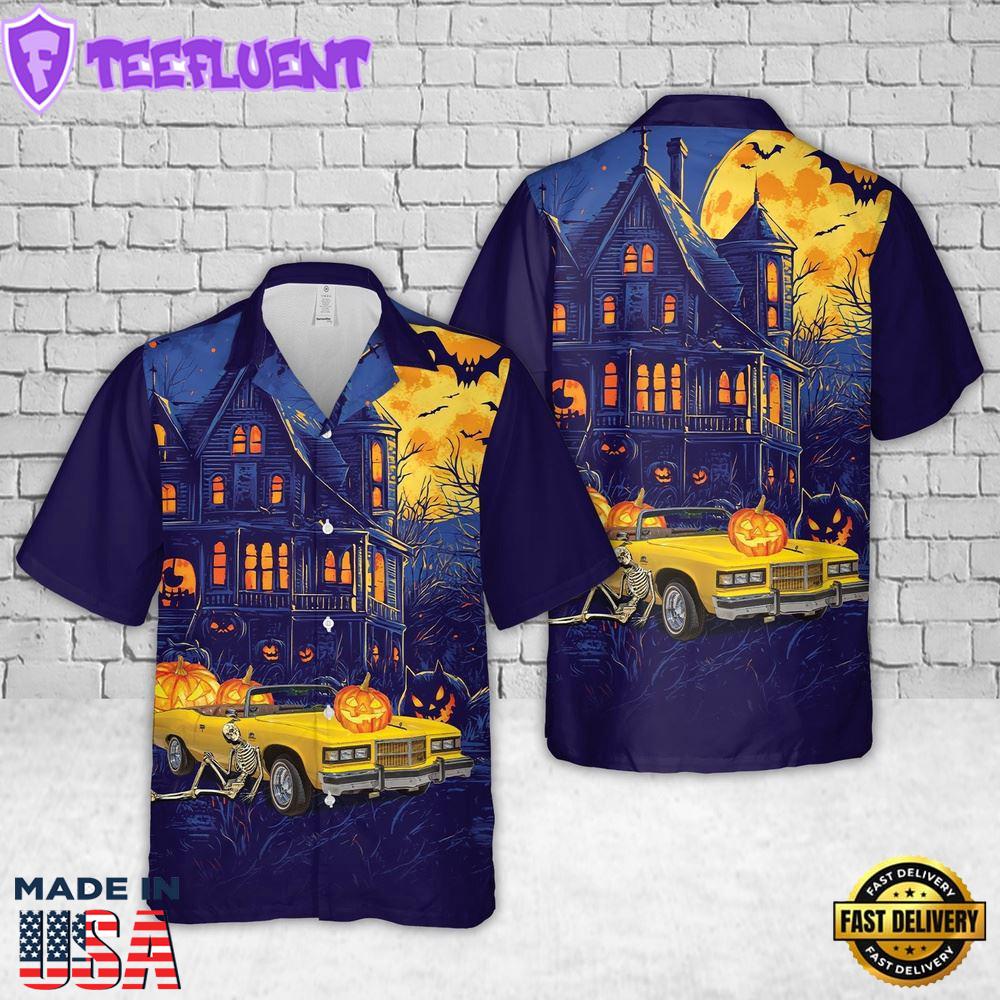 Veteran Halloween, 1975 Pontiac Grand Ville Brougham Convertible Halloween Hawaiian Shirt