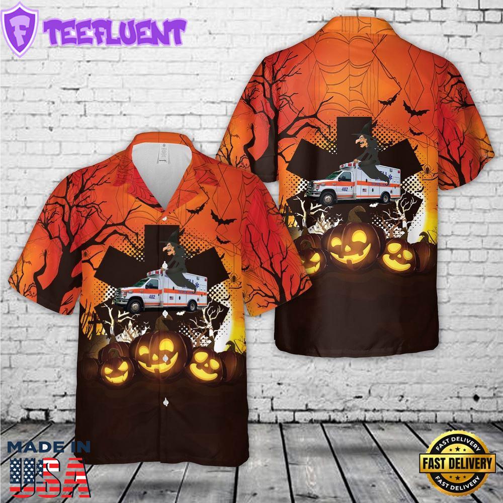 Veteran Halloween, Bell Ambulance, Milwaukee, Wisconsin Halloween Hawaiian Shirt