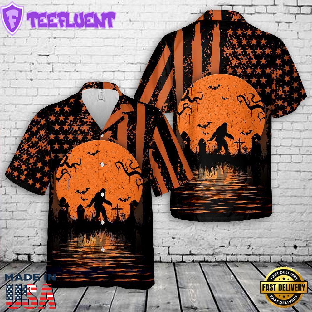 Veteran Halloween, Bigfoot Halloween Hawaiian Shirt