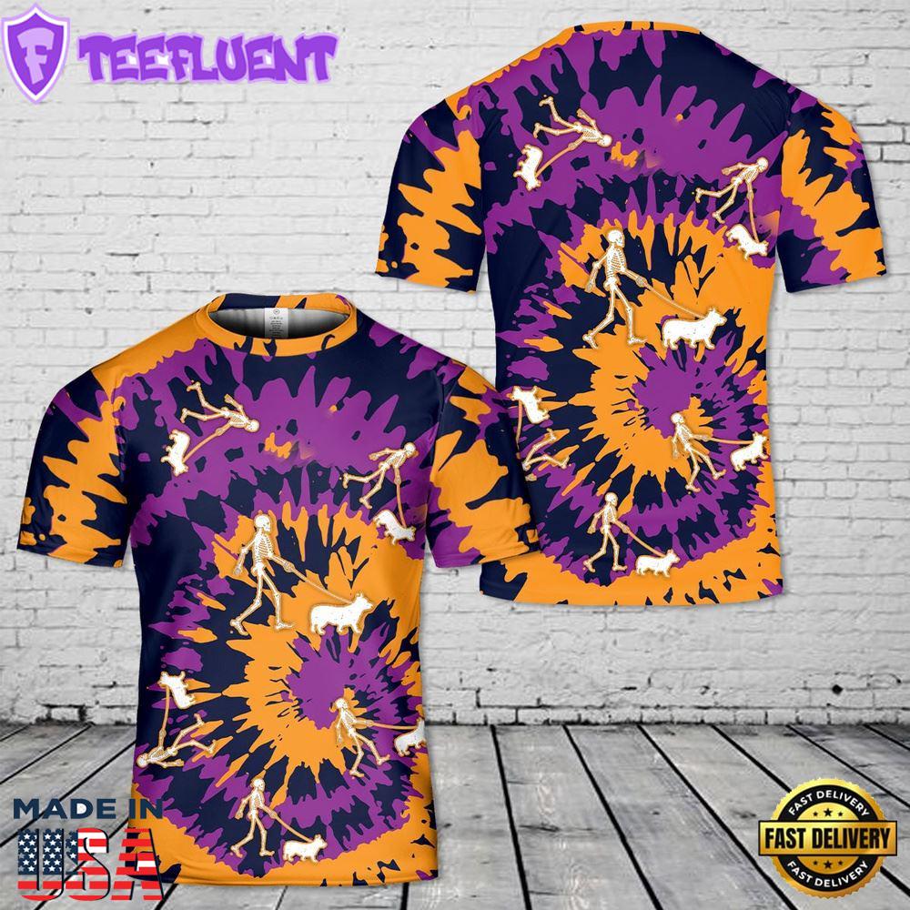 Veteran Halloween, Corgi Halloween Skeleton 3d T-Shirt