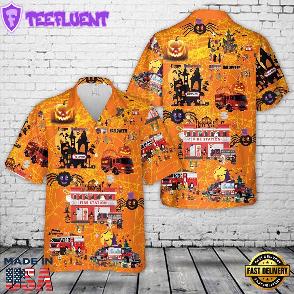 Veteran Halloween, Firefighter Halloween Hawaiian Shirt
