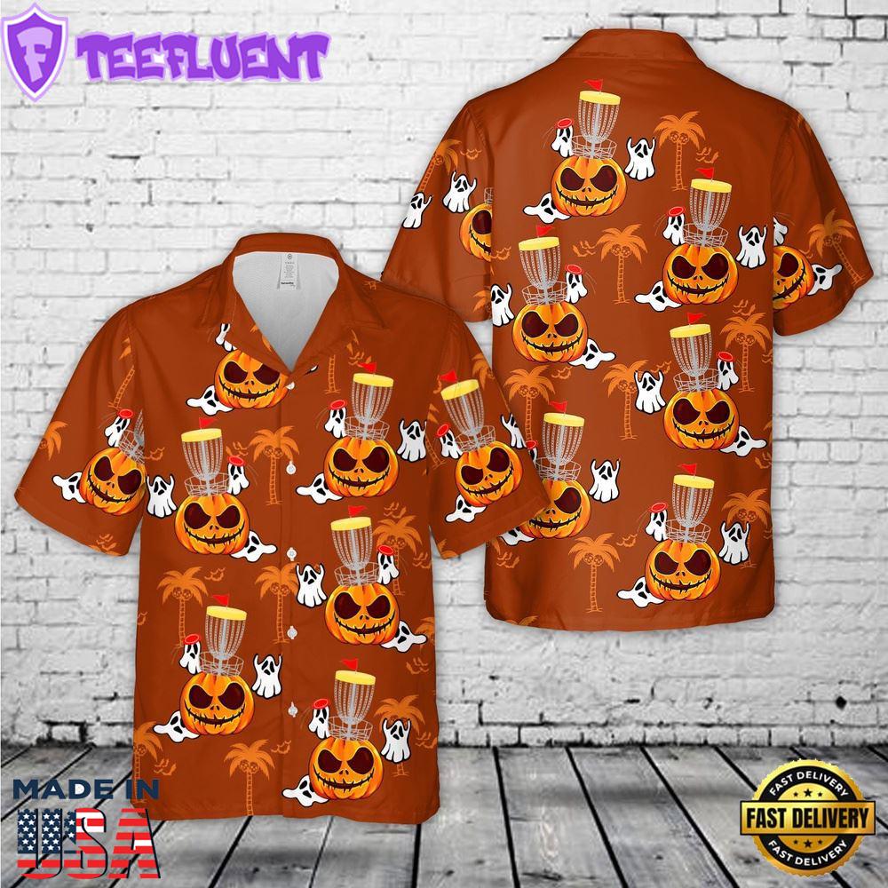 Veteran Halloween, Halloween Pumpkin Basket Disc Golf Hawaiian Shirt