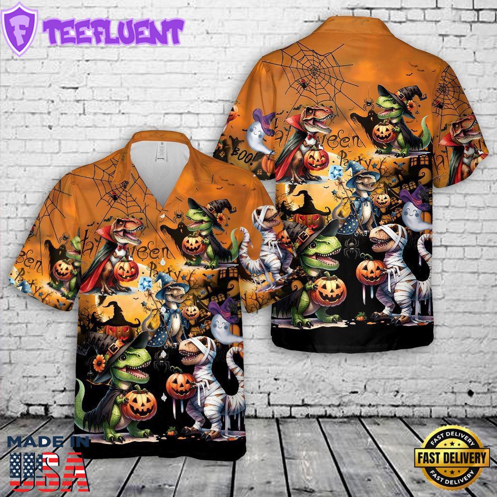 Veteran Halloween, Halloween T-Rex Hawaiian Shirt