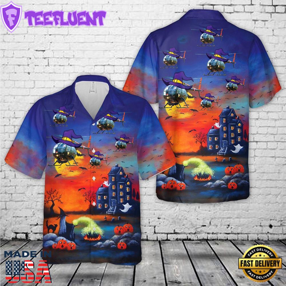 Veteran Halloween, Hughes Oh-6 Cayuse Halloween Hawaiian Shirt