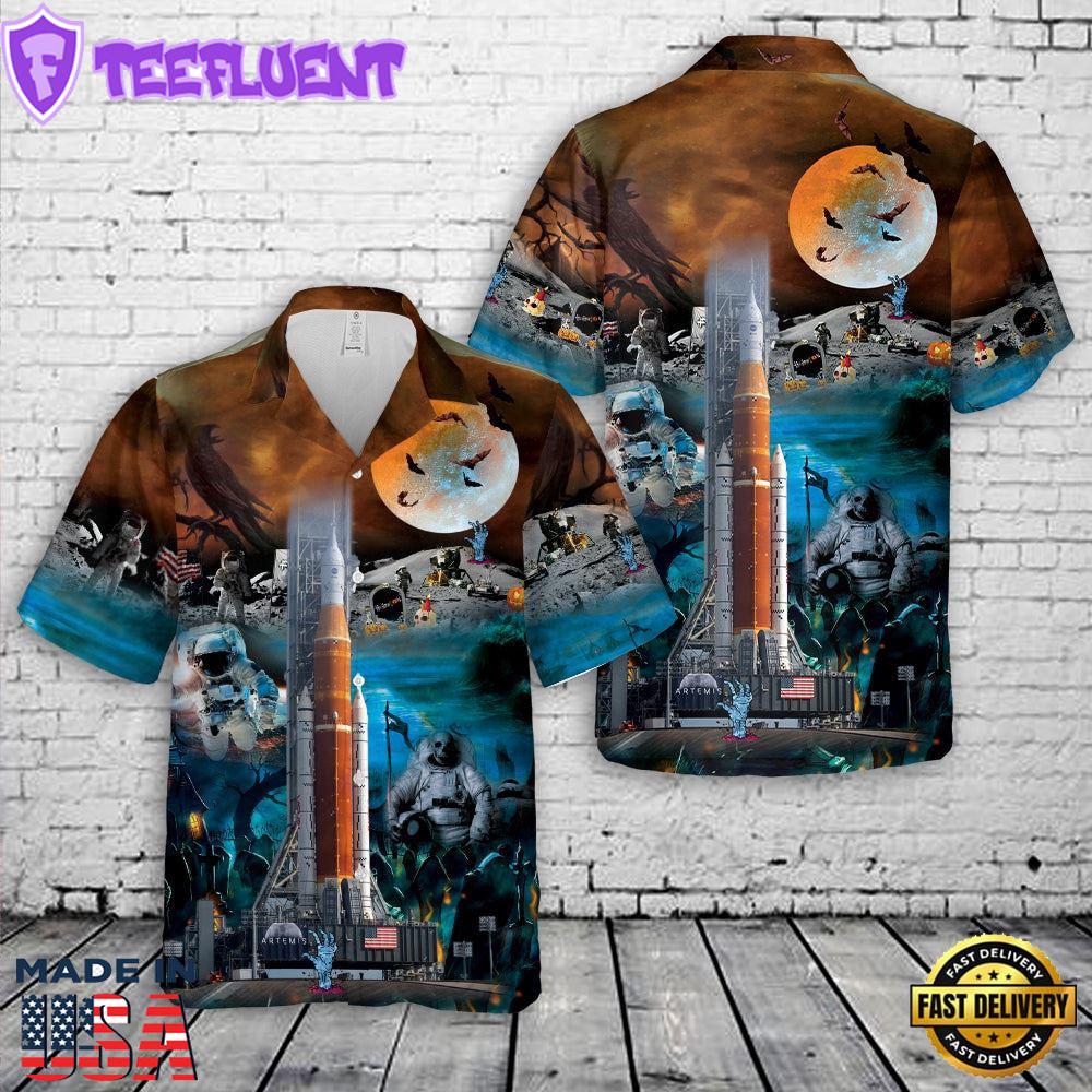 Veteran Halloween, Nasa Artemis Sls Moon Rocket Halloween Hawaiian Shirt