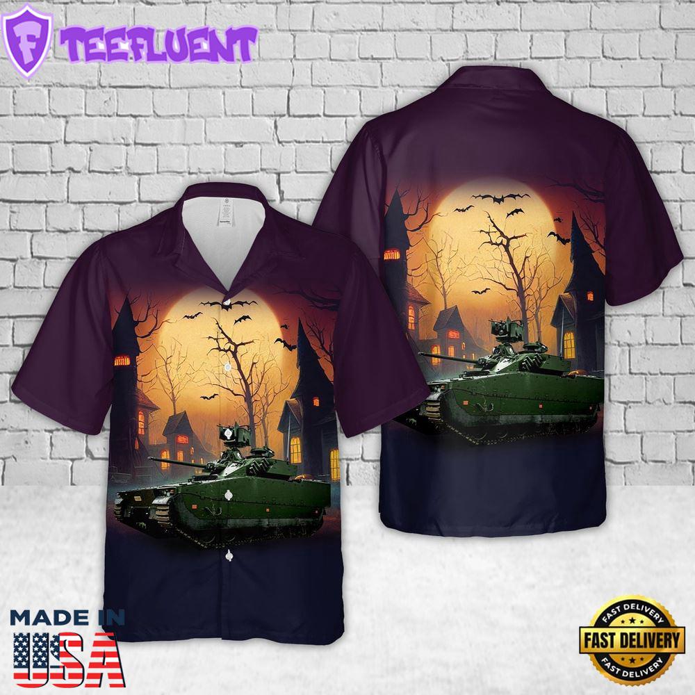 Veteran Halloween, Norwegian Army Cv90 Infantry Fighting Vehicle Halloween Hawaiian Shirt