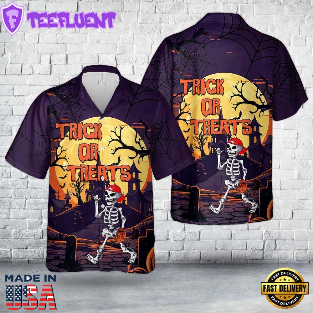 Veteran Halloween, Skeleton Player Baseball Halloween Hawaiian Shirt