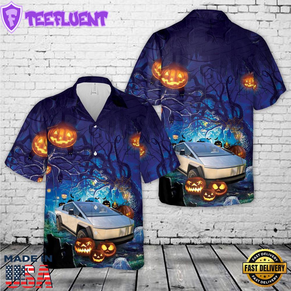 Veteran Halloween, Tesla Cybertruck Halloween Hawaiian Shirt
