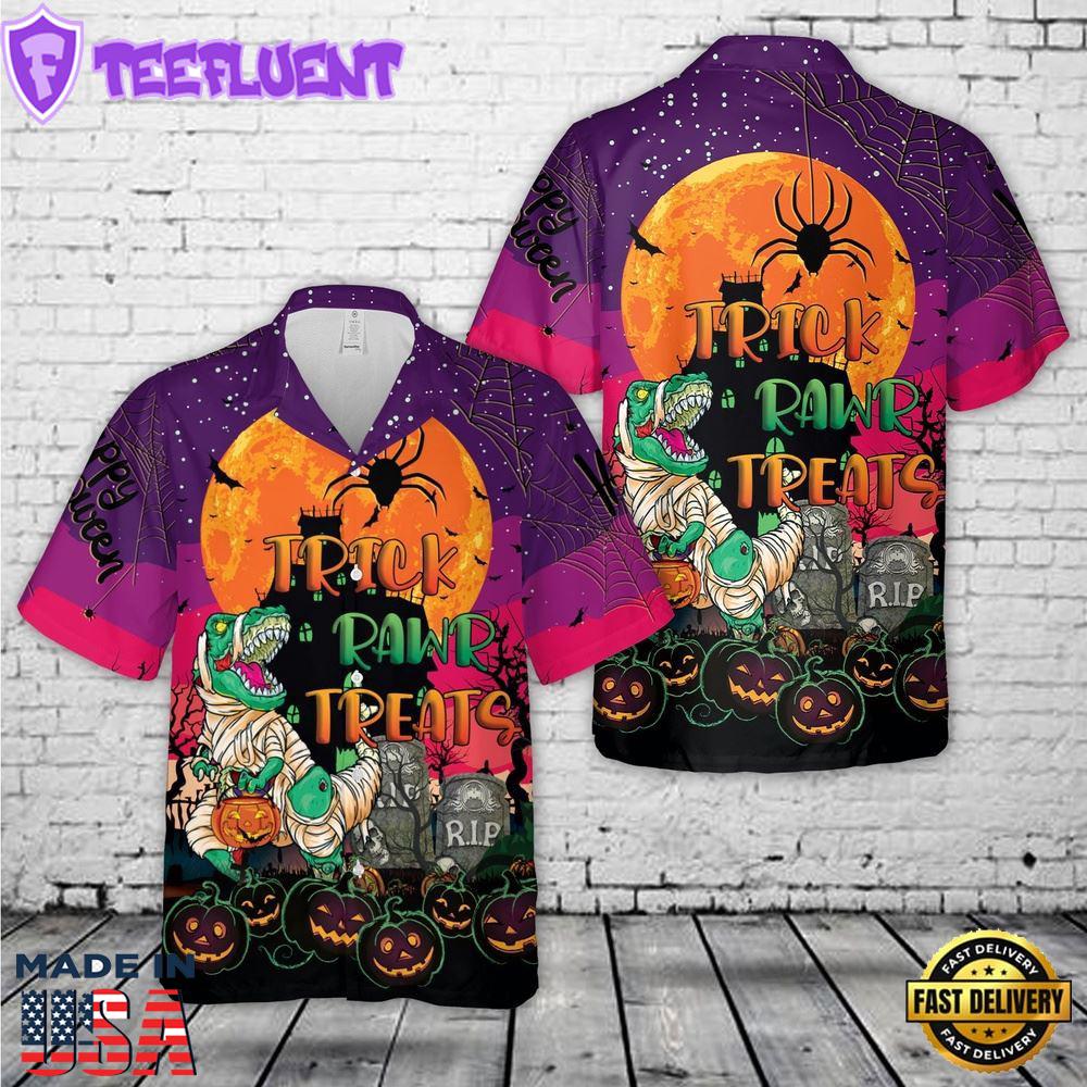 Veteran Halloween, Trick Rawr Treat Halloween Hawaiian Shirt