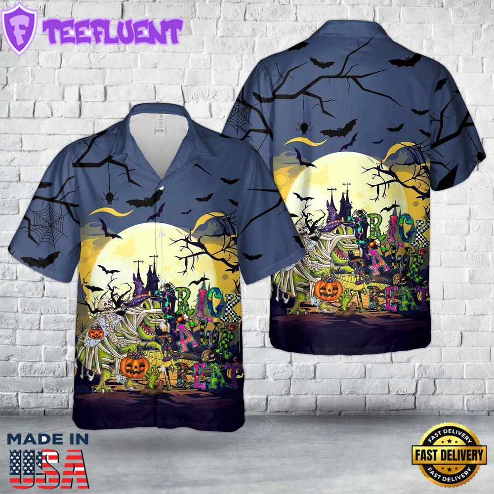 Veteran Halloween, Trick Rawr Treat Happy Halloween Hawaiian Shirt