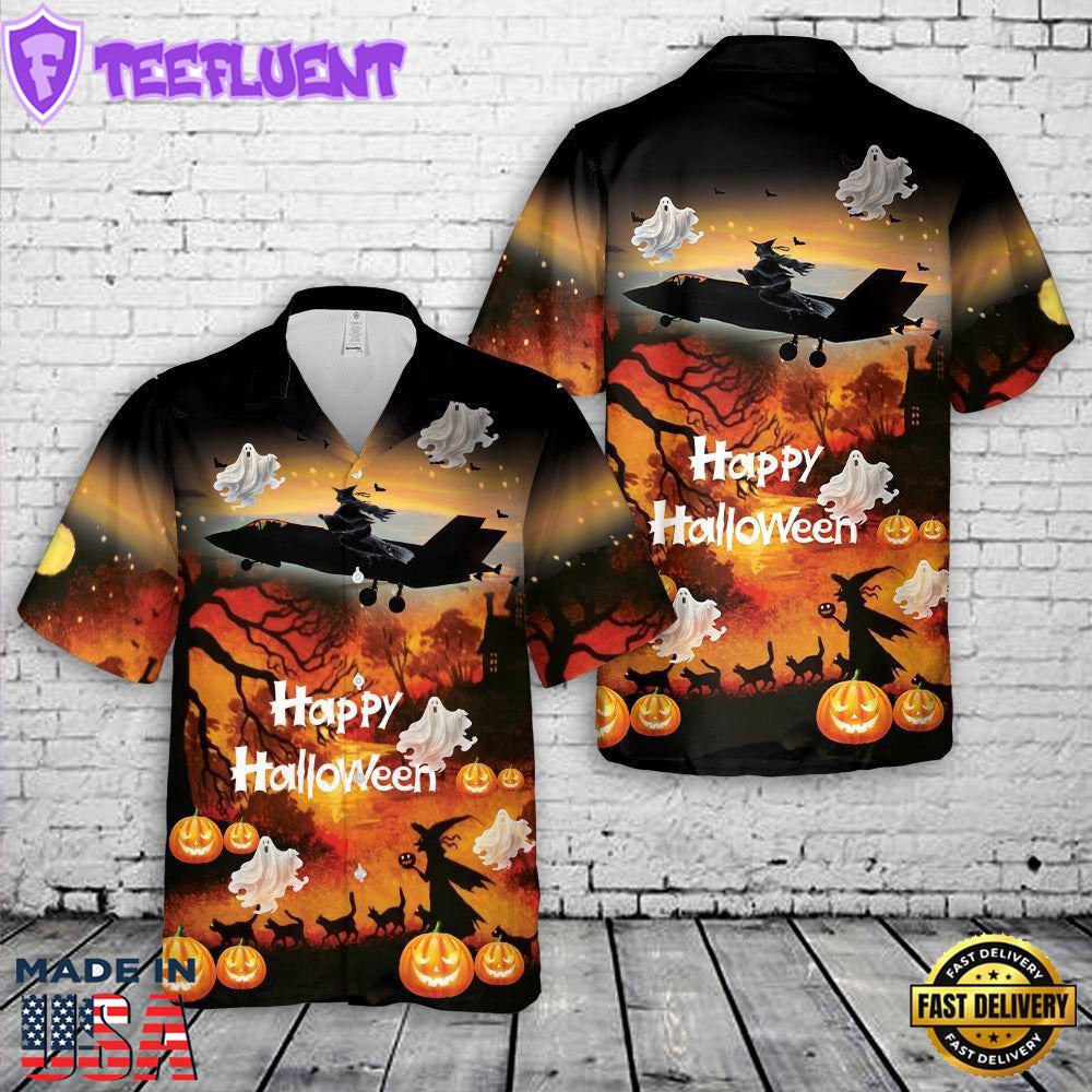 Veteran Halloween, Us Air Force F-35 Happy Halloween Hawaiian Shirt
