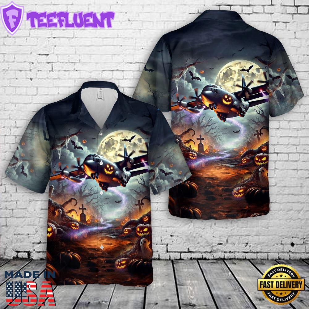 Veteran Halloween, Us Air Force Lockheed C-130 Hercules Halloween Gift Hawaiian Shirt