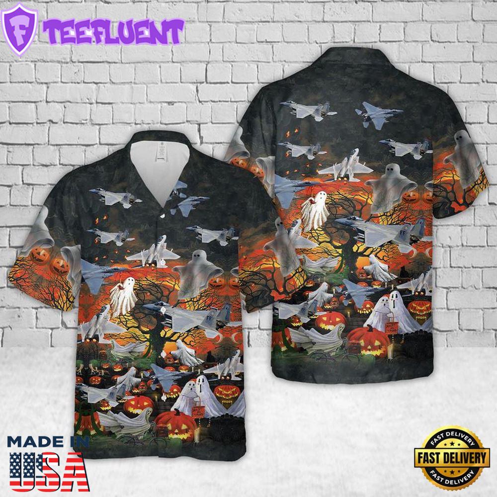 Veteran Halloween, U.S Air Force Mcdonnell Douglas F-15 Eagle Halloween Hawaiian Shirt