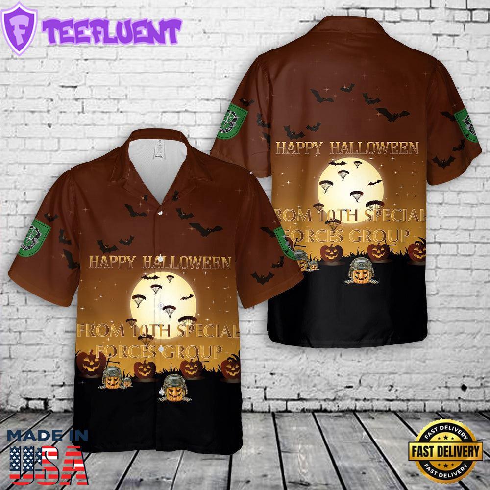 Veteran Halloween, Us Army 10th Special Forces Group (10th Sfg) Halloween Hawaiian Shirt