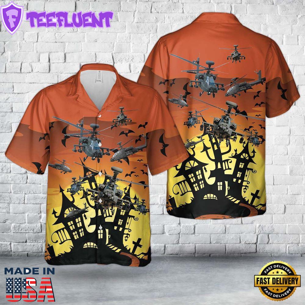 Veteran Halloween, Us Army Boeing Ah-64 Apache Halloween Hawaiian Shirt
