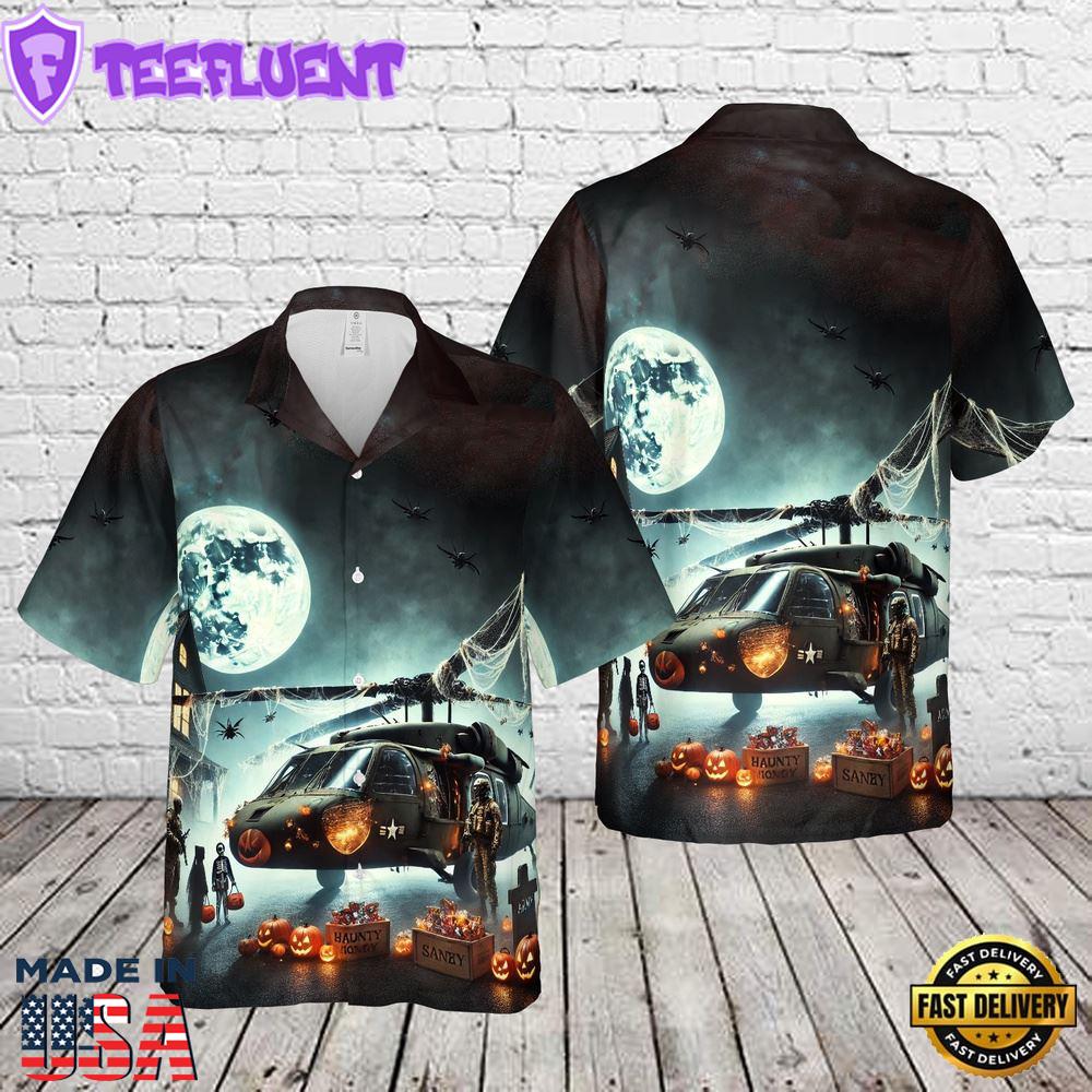 Veteran Halloween, Us Army Helicopter Halloween Hawaiian Shirt