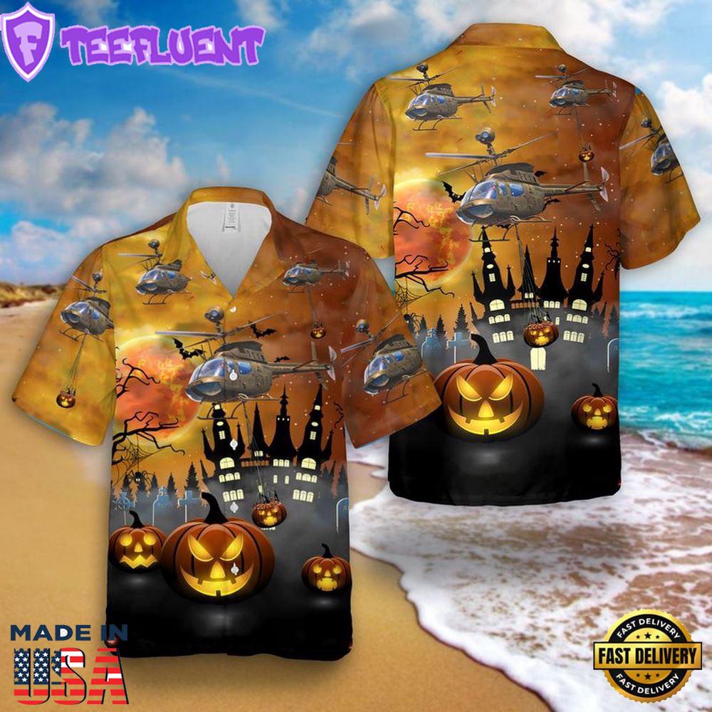 Veteran Halloween, Us Army Oh-58 Kiowa Halloween Hawaiian Shirt