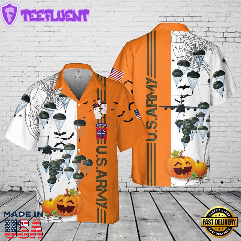Veteran Halloween, Us Army Paratroopers 82nd Airborne Division Parachute Halloween Hawaiian Shirt