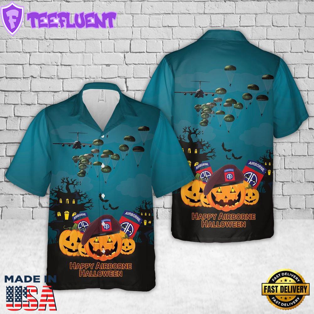 Veteran Halloween, Us Army Paratroopers With The 82nd Airborne Division Parachute Halloween Hawaiian Shirts