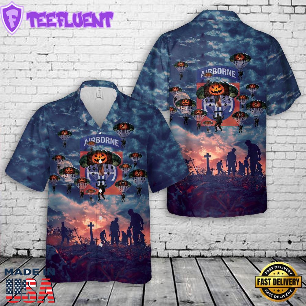 Veteran Halloween, Us Army Paratroopers With The 82nd Airborne Division Parachute Halloween Veterans Hawaiian Shirt