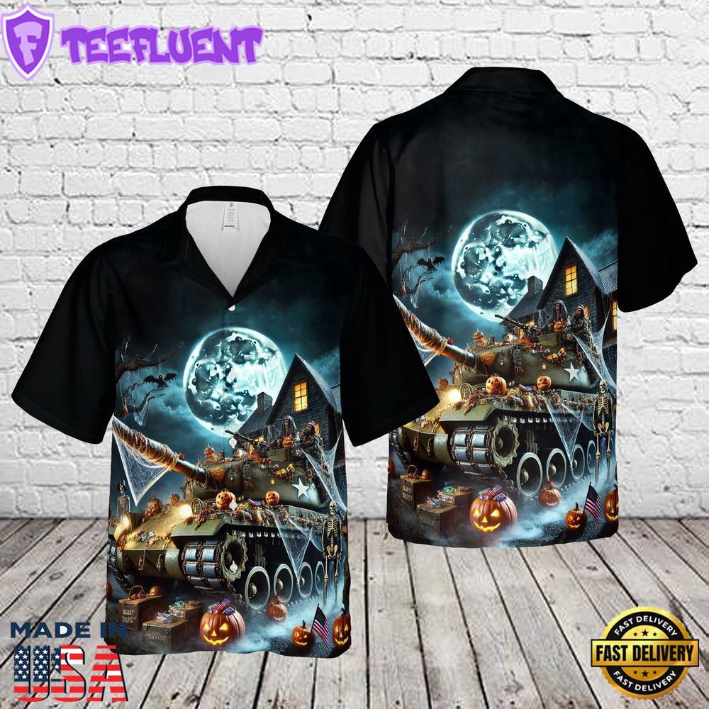 Veteran Halloween, Us Army Tank Halloween Hawaiian Shirt
