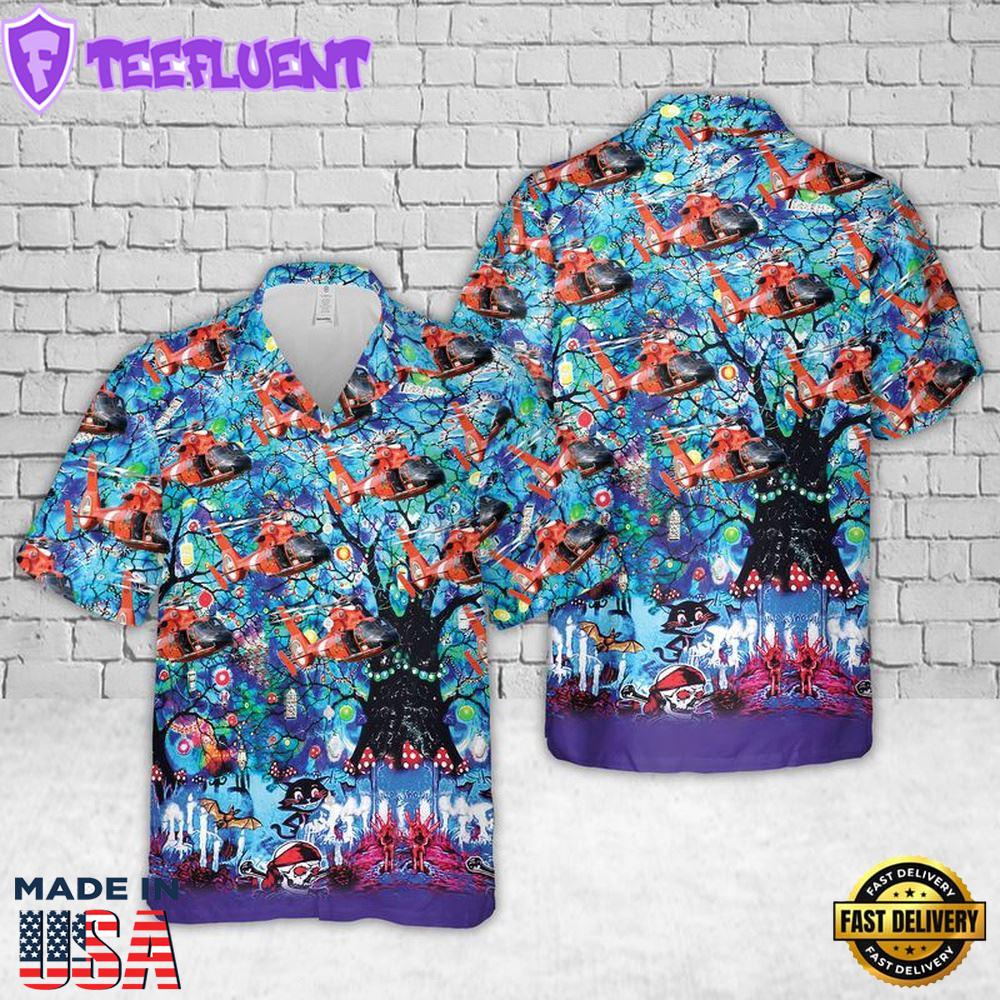 Veteran Halloween, U.S Coast Guard Eurocopter Mh-65 Dolphin Halloween Hawaiian Shirt