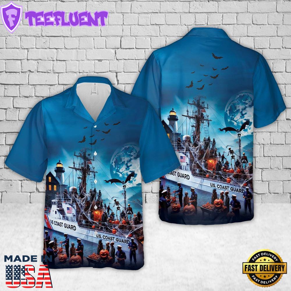 Veteran Halloween, Us Coast Guard Halloween Hawaiian Shirt