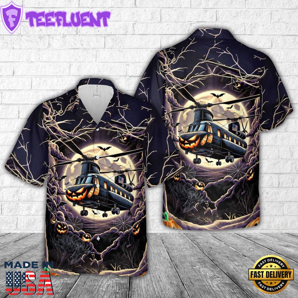Veteran Halloween, Us Marine Corps Ch-46 Sea Knight Halloween Hawaiian Shirt