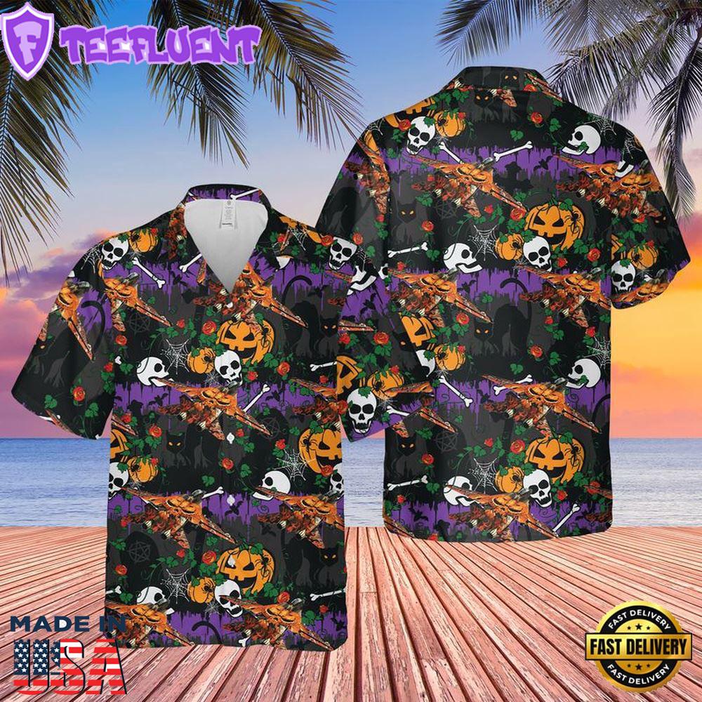 Veteran Halloween, Us Navy Grumman F-14 Tomcat Halloween Hawaiian Shirts