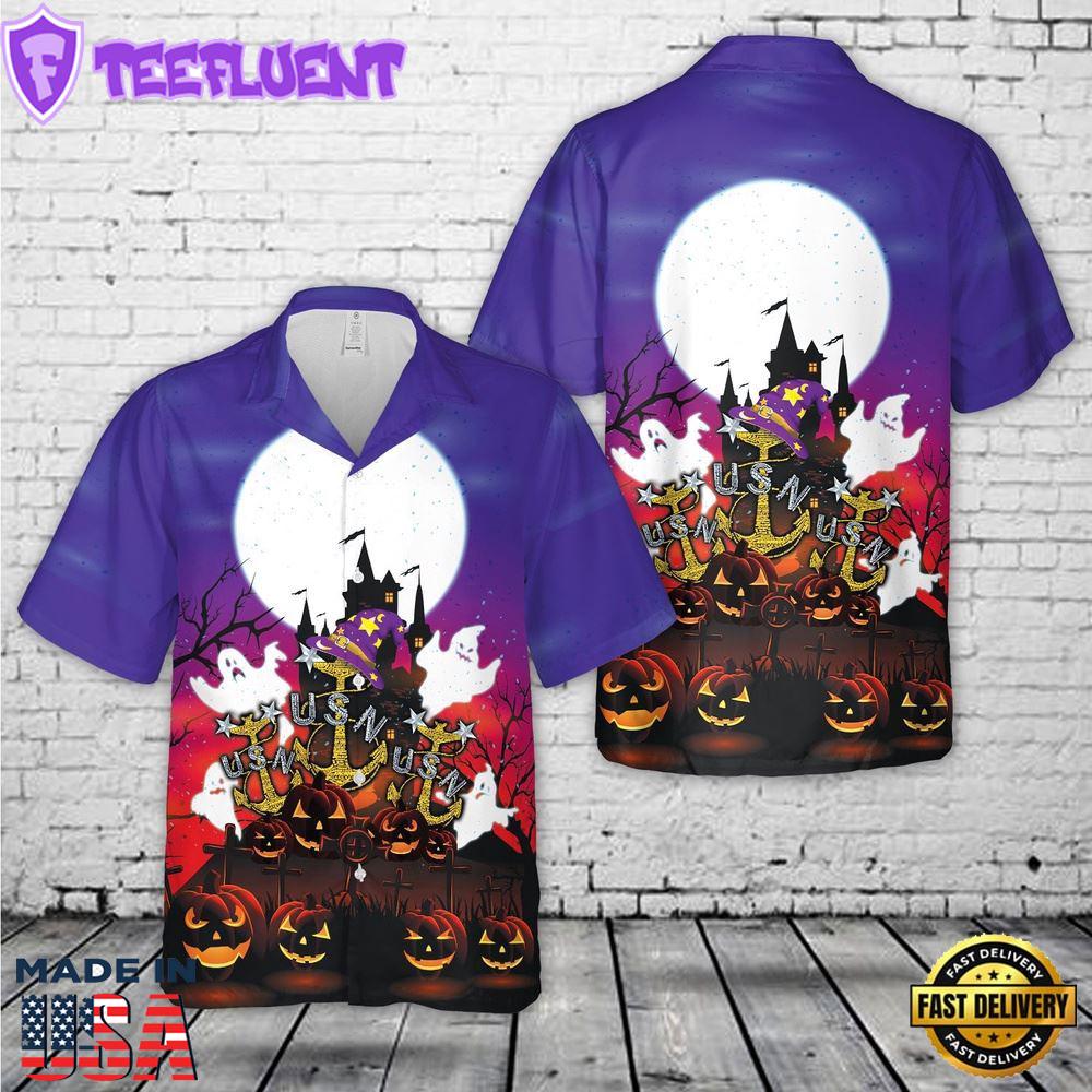 Veteran Halloween, Us Navy Master Chief Anchor Halloween Hawaiian Shirt