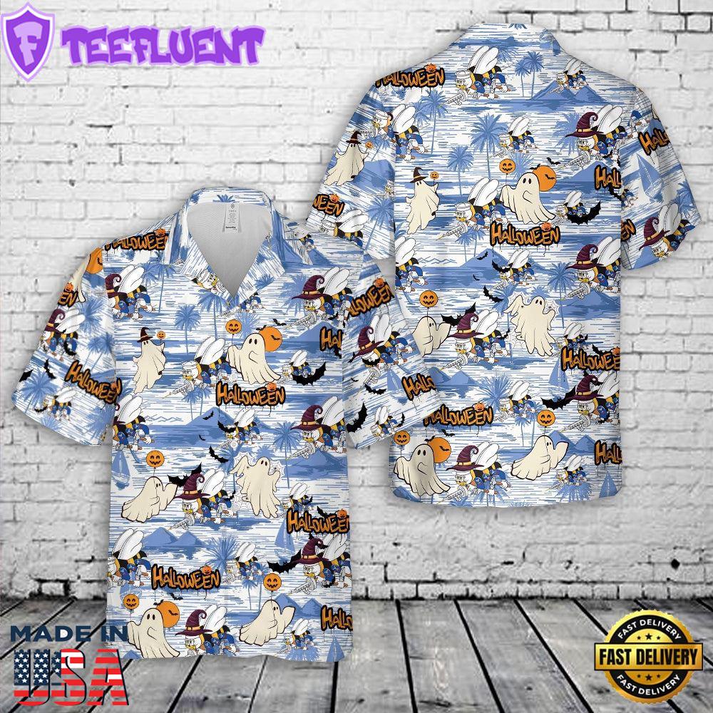 Veteran Halloween, Us Navy Seabees Naval Construction Force (Ncf) Halloween Hawaiian Shirt