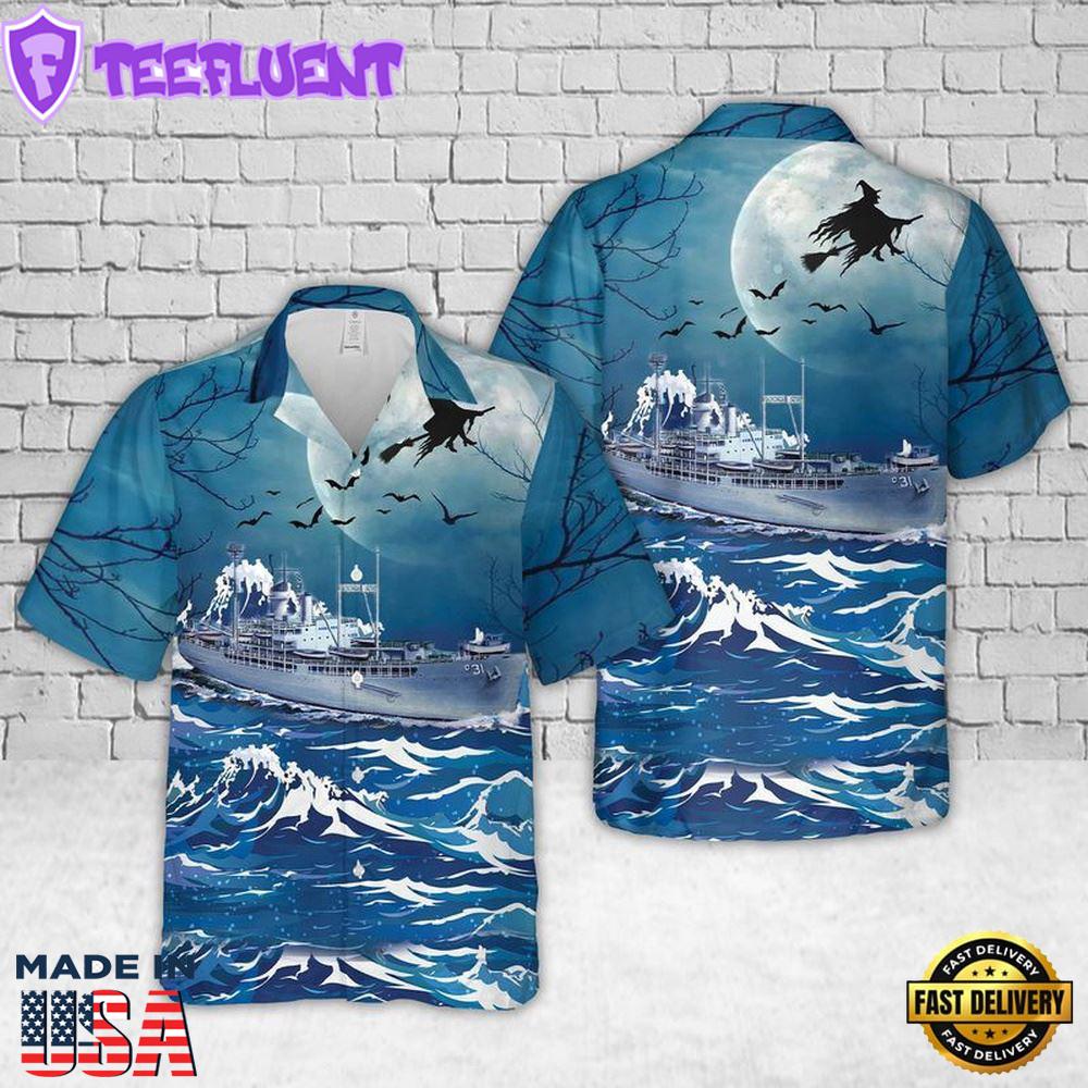 Veteran Halloween, Us Navy U.S.S. Tidewater (Ad-31) Halloween Hawaiian Shirt