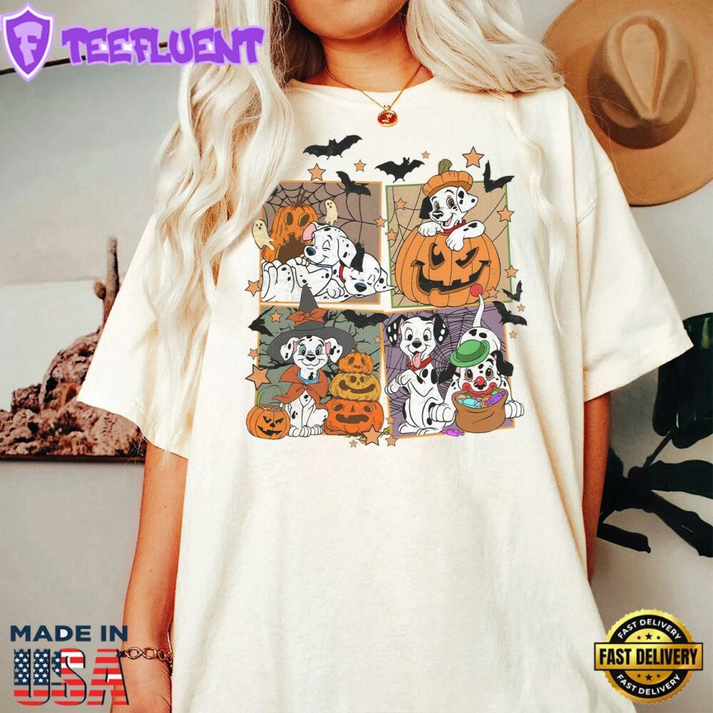 Vintage 101 Dalmatians Halloween Shirt Disney Pumpkin Tee Mickey's Not So Scary Party Apparel