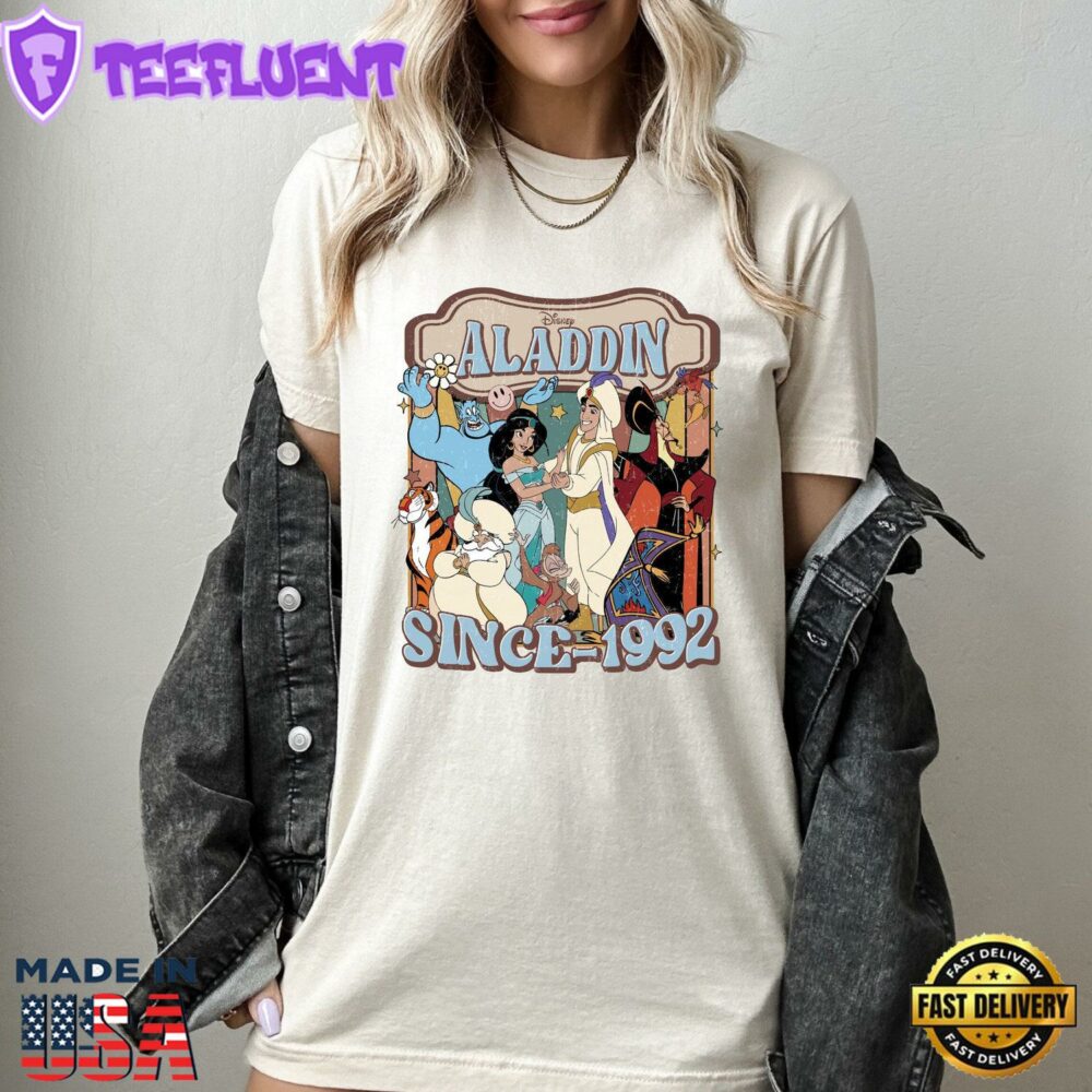 Vintage Aladdin and Jasmine T-Shirt Princess Jasmine and Genie Disney Magic Kingdom Tee