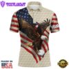 Vintage American Flag Eagle Mens Golf Polo Shirts Custom Mens Patriotic Polo Shirts Best Men Golf Wear