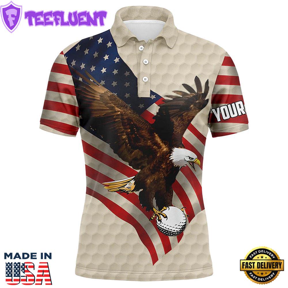 Vintage American Flag Eagle Mens Golf Polo Shirts Custom Mens Patriotic Polo Shirts Best Men Golf Wear