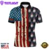 Vintage American Flag Mens Golf Polos Shirts Custom Golf Ball Pattern Golf Polo Shirt