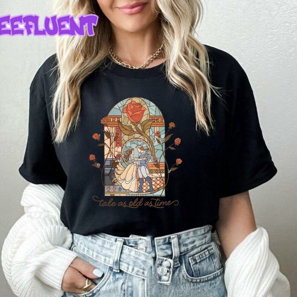 Vintage Beauty and the Beast T-Shirt Disney Princess Belle Retro Tee Tale As Old As Time Shirt