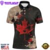 Vintage Black Canadian Flag Mens Golf Polo Shirts Custom Golf Outfits