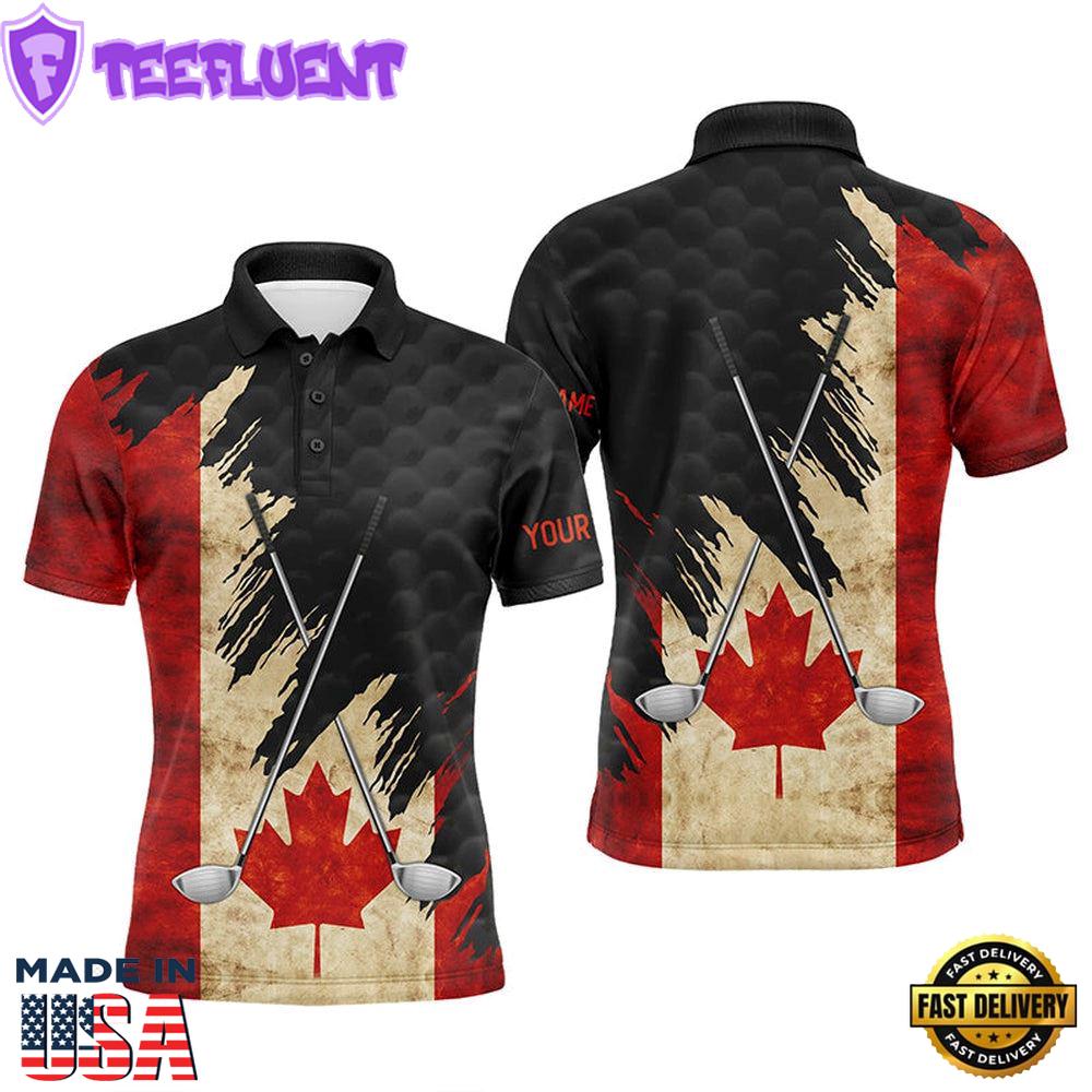 Vintage Canadian Flag Golf Clubs Patriotic Custom Black Mens Team Mens Golf Tops