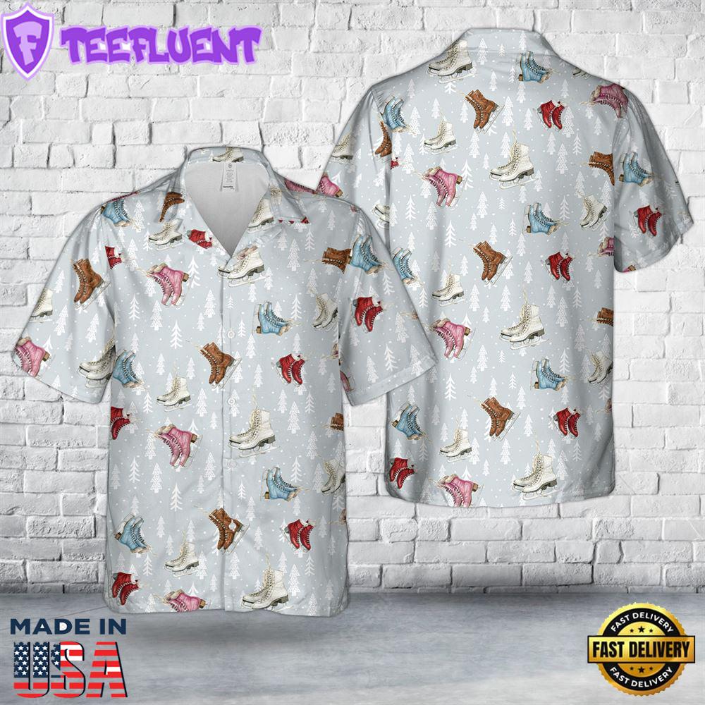 Vintage Christmas ice skates Christmas Hawaiian Shirt