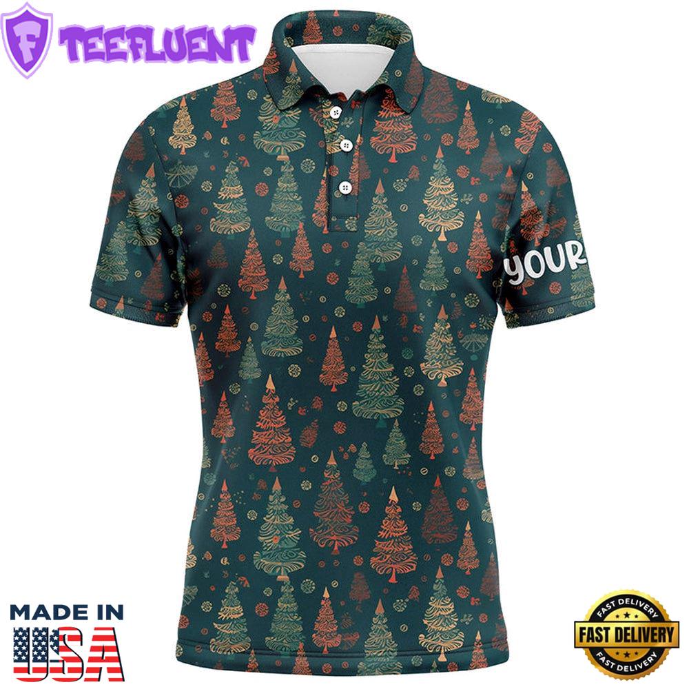 Vintage Christmas Trees Mens Golf Polo Shirts Custom